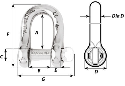 Wichard Captive Pin "D" Shackles