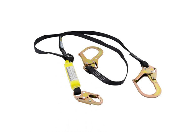 Double-leg (Y) shock absorbing lanyard, rebar hooks, 6 ft (1.8m)